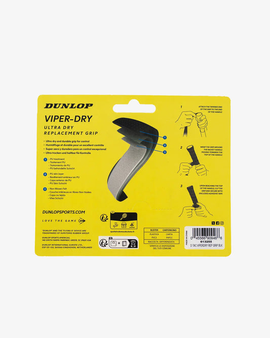 Dunlop Dunlop ATP Tour Viper-Dry Grip - Nastro grip nero per tennis