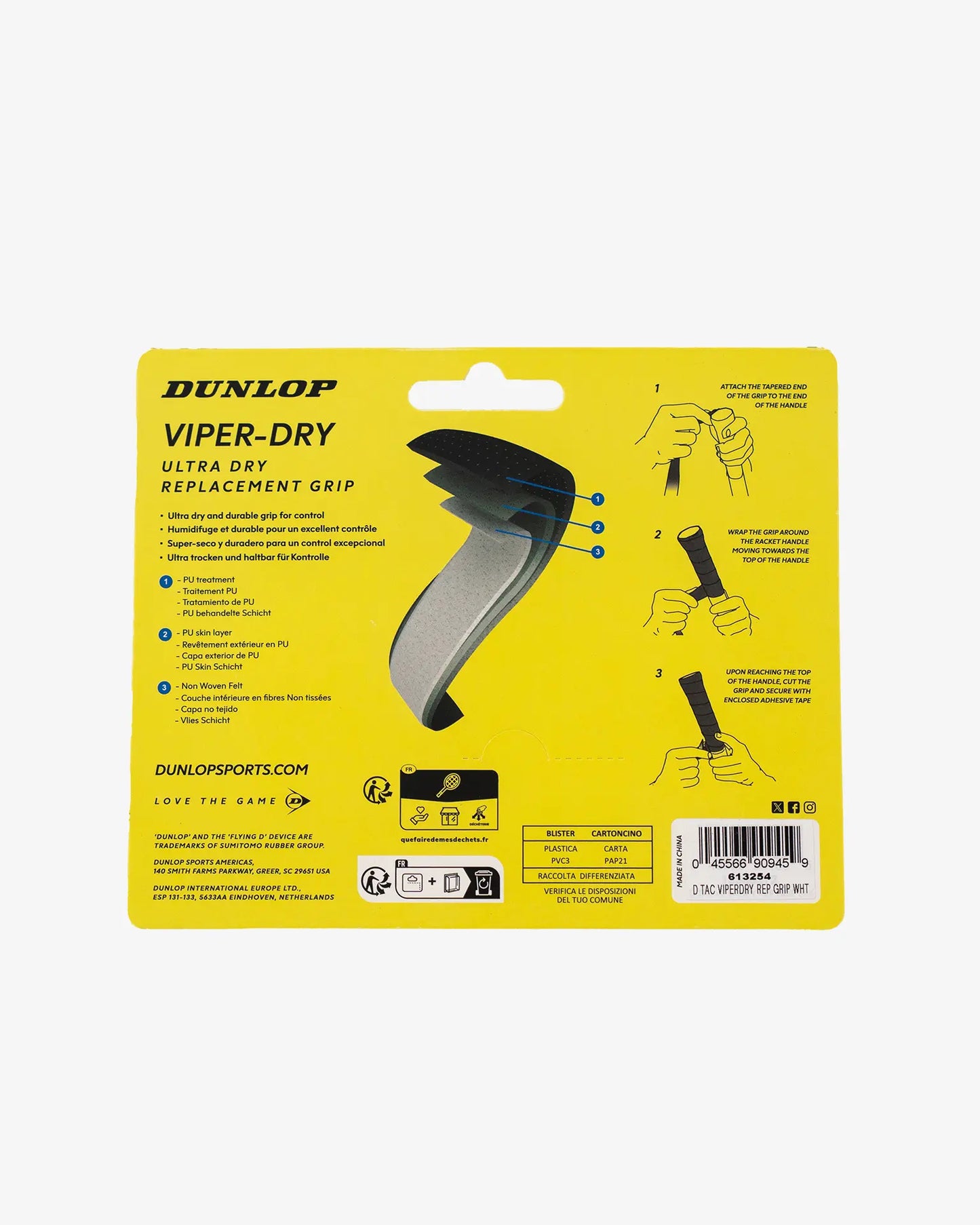 Dunlop Dunlop ATP Tour Viper-Dry Grip - White Tennis Grip Tape