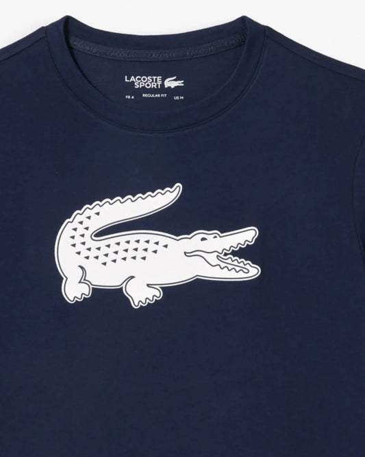 Camiseta Lacoste Lacoste de poli/algodão com crocodilo grande - azul-marinho
