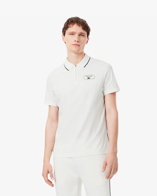 Lacoste Lacoste Camisa polo branca de tênis Heritage Ultra-Dry com corte regular e detalhe de emblema