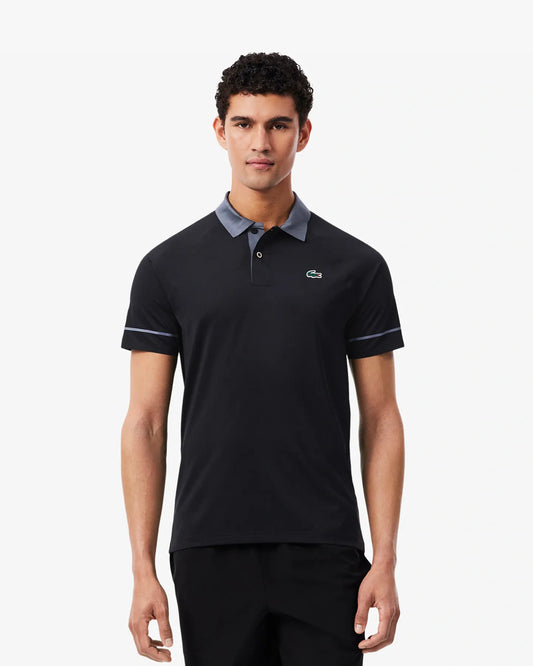 Lacoste Slim-Fit-Tennispolo für den Court mit Novak Djokovic – schwarzes Poloshirt