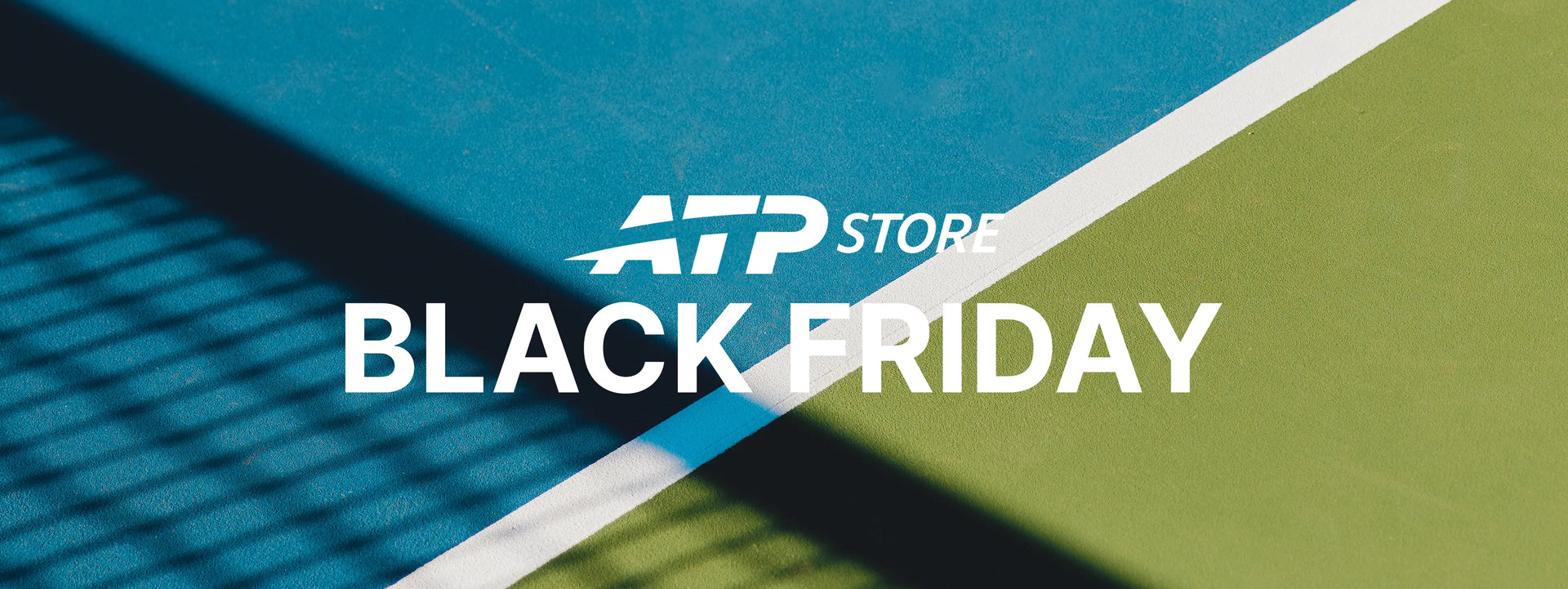 ATP Store logo with Black Friday advertisement with tennis court background