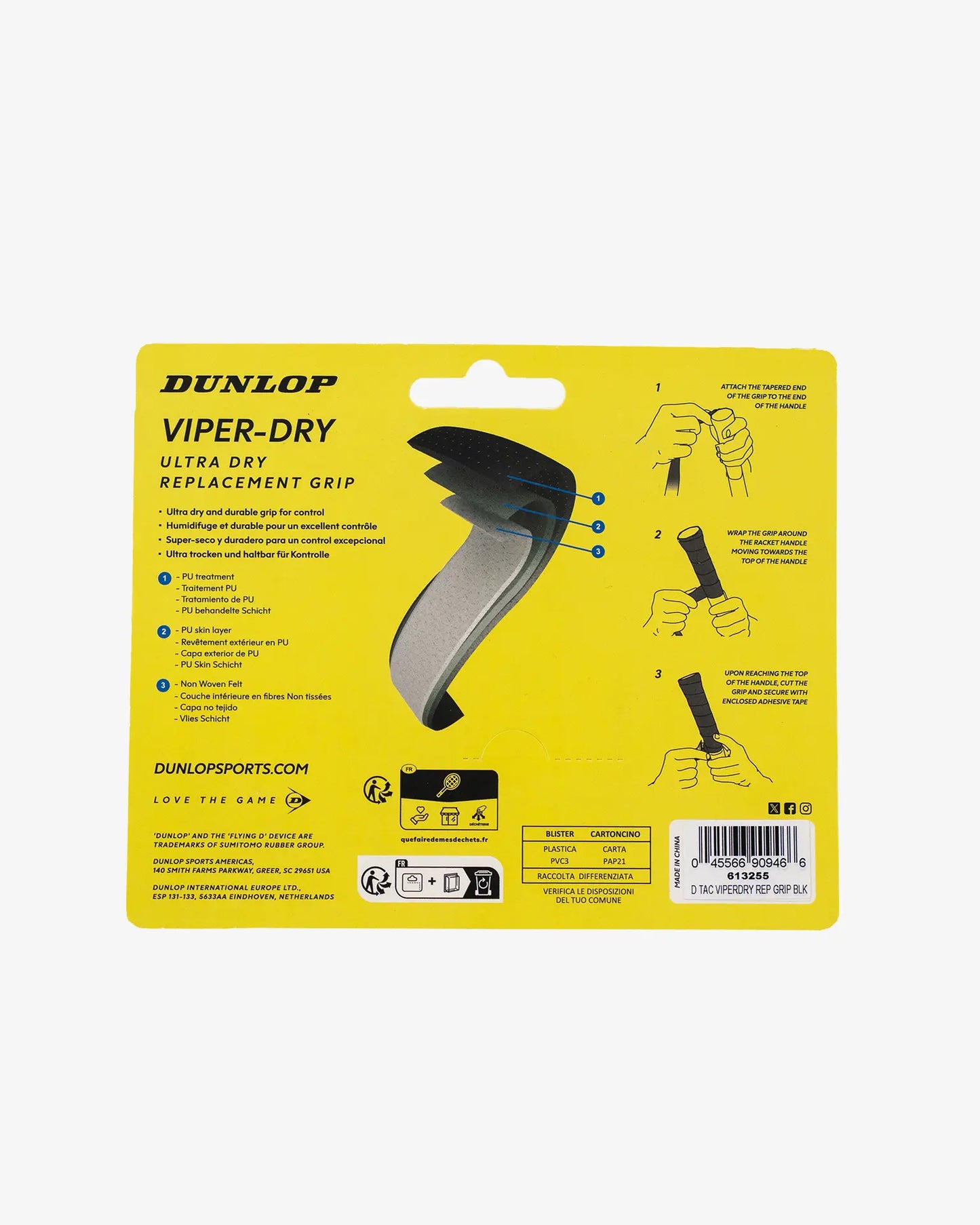 Dunlop Dunlop ATP Tour Viper-Dry Grip - Black Tennis Grip Tape