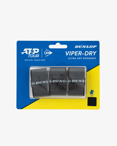 Dunlop Dunlop ATP Tour Viper-Dry Overgrip – 3er-Pack – schwarzes Tennisgriffband