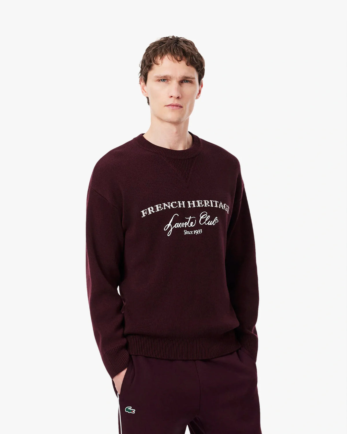 Lacoste Lacoste Heritage Jacquard-Wollpullover mit Rundhalsausschnitt – Oxalis-Sweatshirt