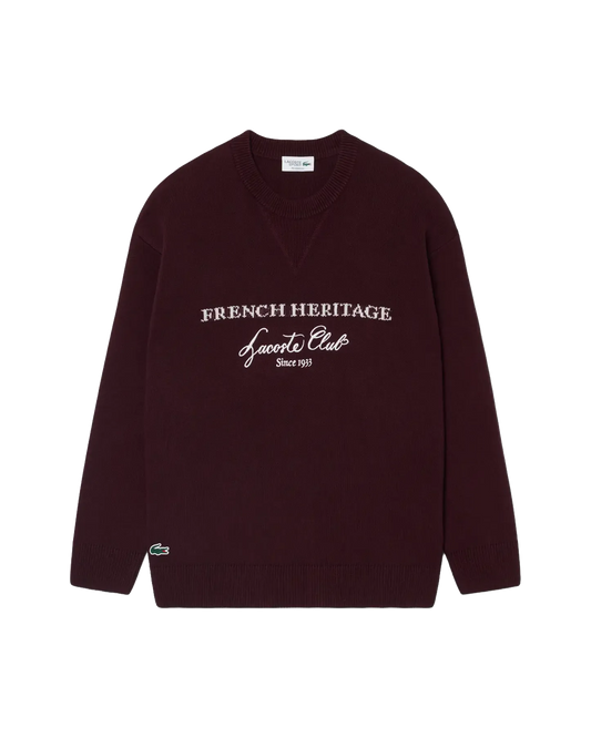 Suéter de lã Jacquard Heritage Lacoste com gola redonda - Moletom Oxalis