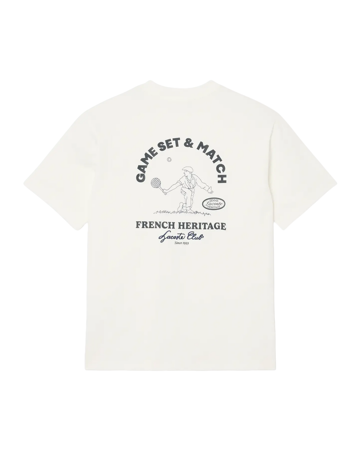 Lacoste Lacoste Tennis Heritage Graphic Embroidery Accent T-shirt - Flour T-Shirt