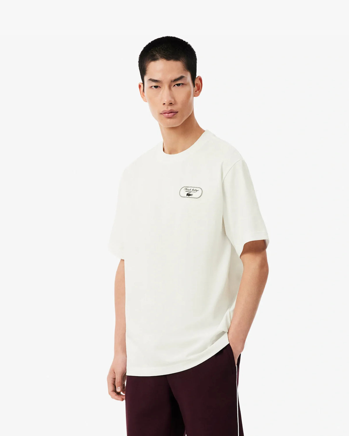 Lacoste Lacoste Tennis Heritage Graphic Embroidery Accent T-shirt - Flour T-Shirt