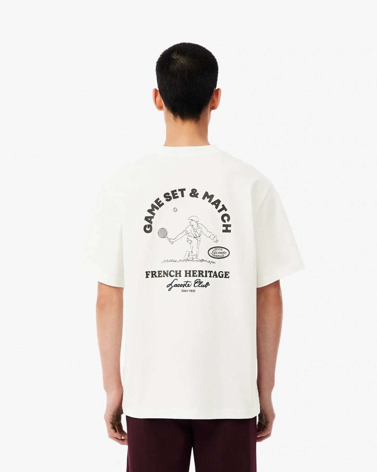 Lacoste Lacoste Tennis Heritage Graphic Embroidery Accent T-shirt - Flour T-Shirt