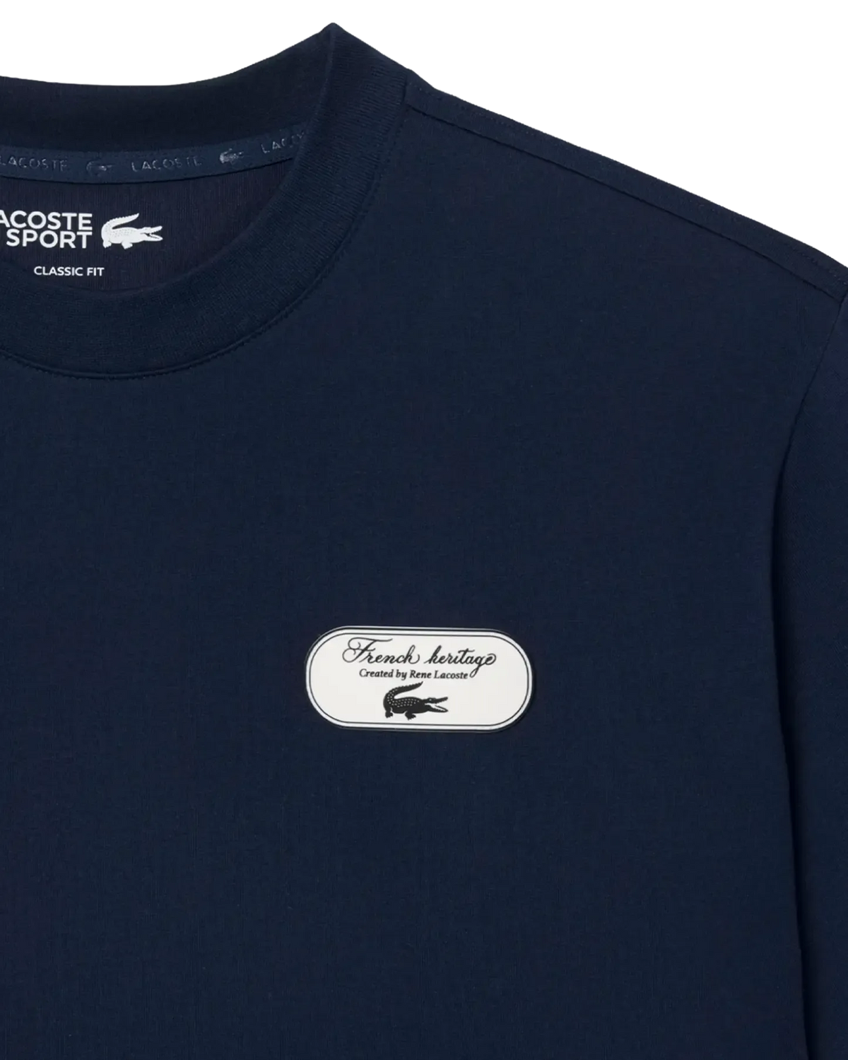 Lacoste テニス ヘリテージ グラフィック刺繍アクセント Tシャツ - ネイビーブルー