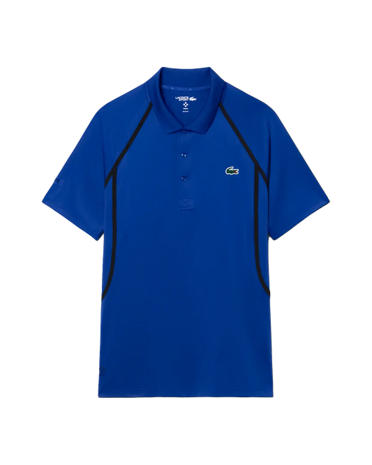 Polo Lacoste Ultra-Dry de tênis com corte slim, em parceria com Daniil Medvedev - Camisa polo azul-cobalto