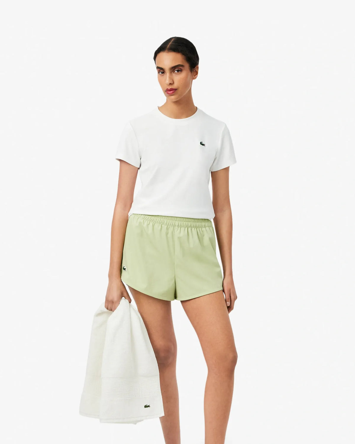 Lacoste Lacoste Womens Players Shorts - Birch/Lamb's Lettuce Shorts