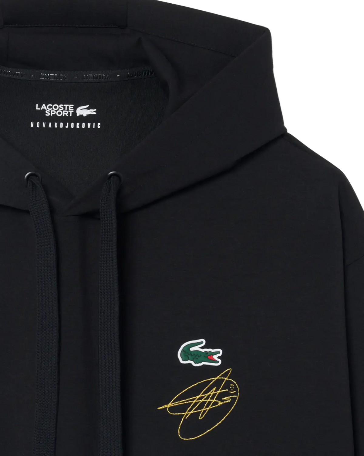 Lacoste x Novak Djokovic联名系列刺绣签名粉丝连帽衫 - 黑色连帽衫